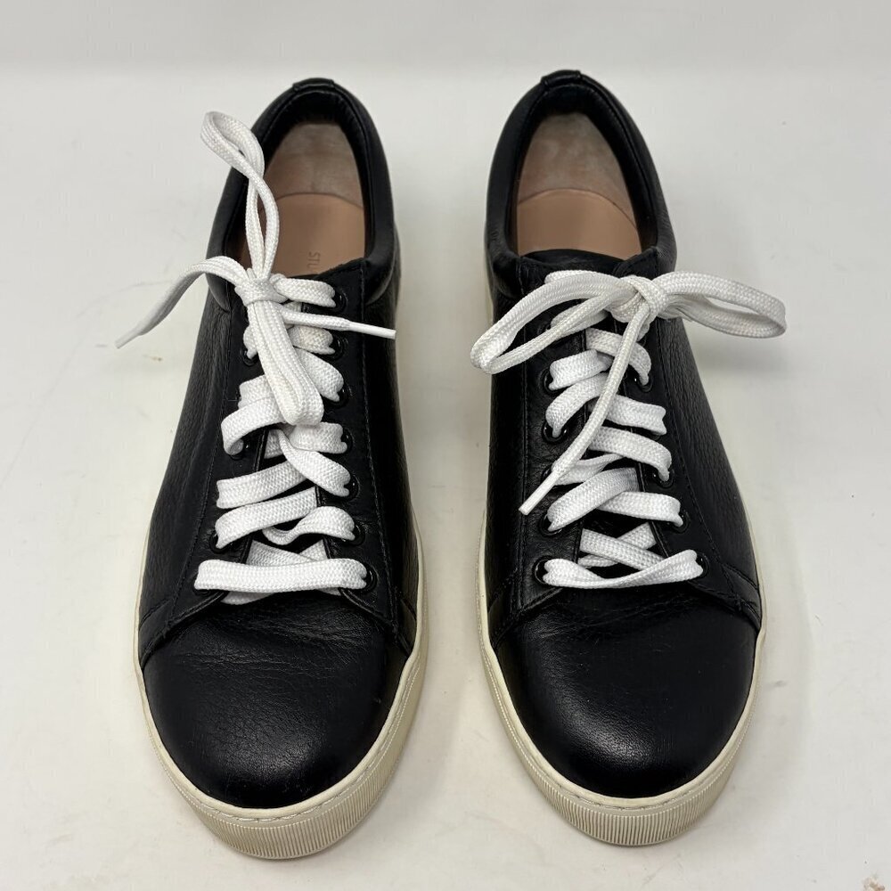 Stuart Weitzman women's leather sneakers black 9 M lace up